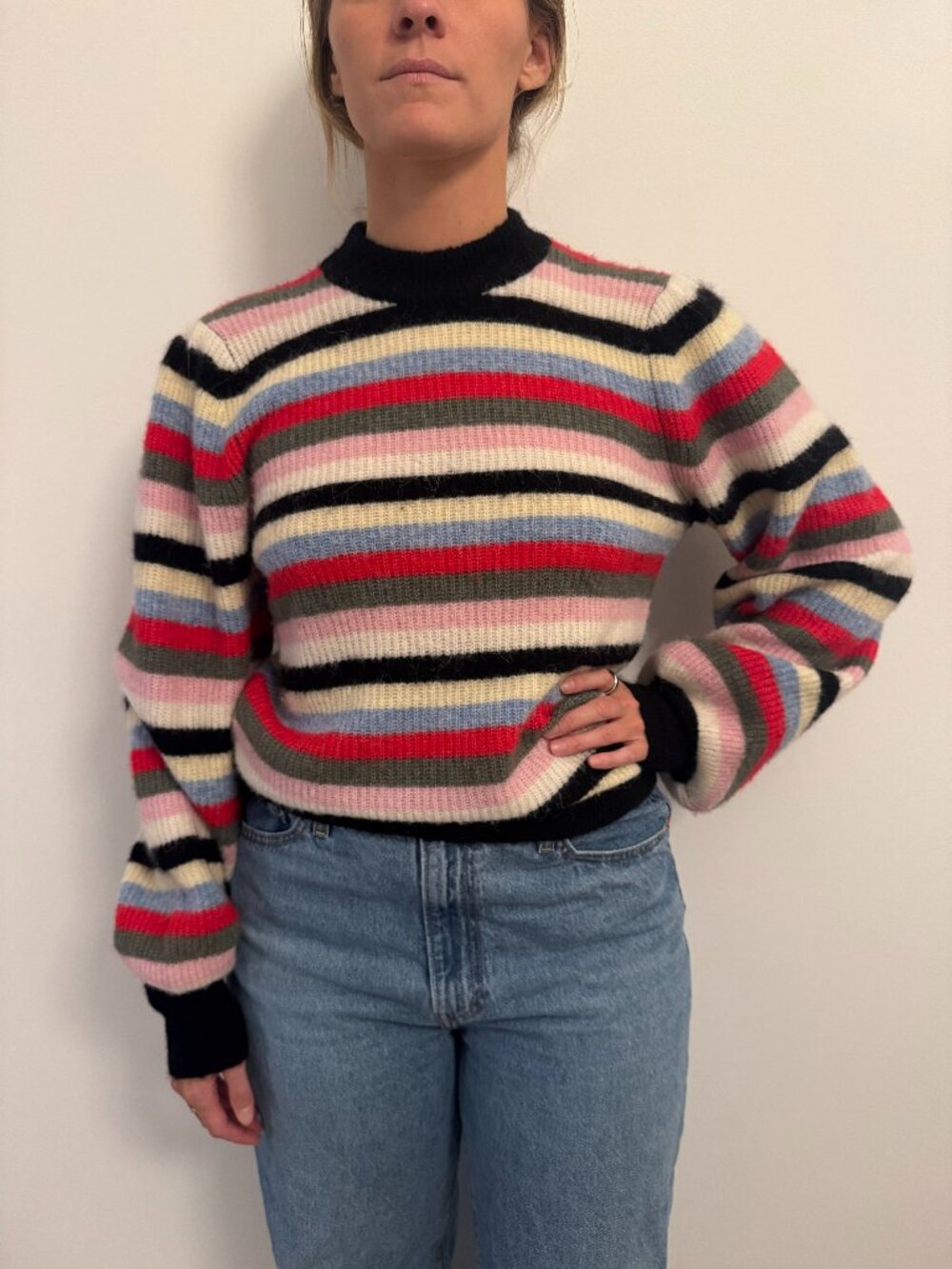 Ganni Wool Blend Mock Turtle Neck Sweater Size L
